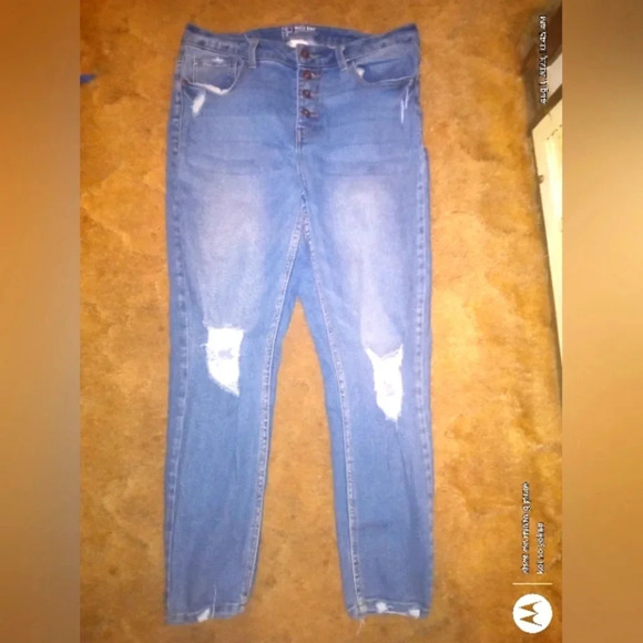 Nobo High Rise Button Up Distressed Skinny Jeans sz 15 - Picture 2 of 7